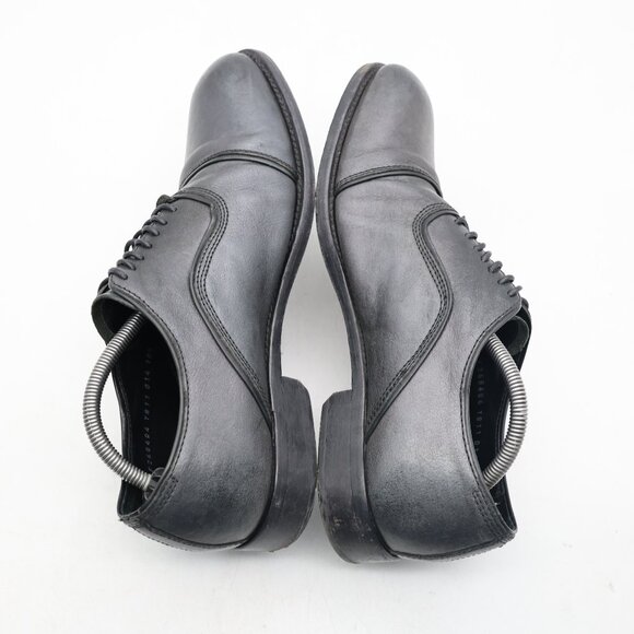 John Varvatos Men\'s UK 10.5 Black Silver Leather Cap Toe Shoes Handmade Italy main image 11